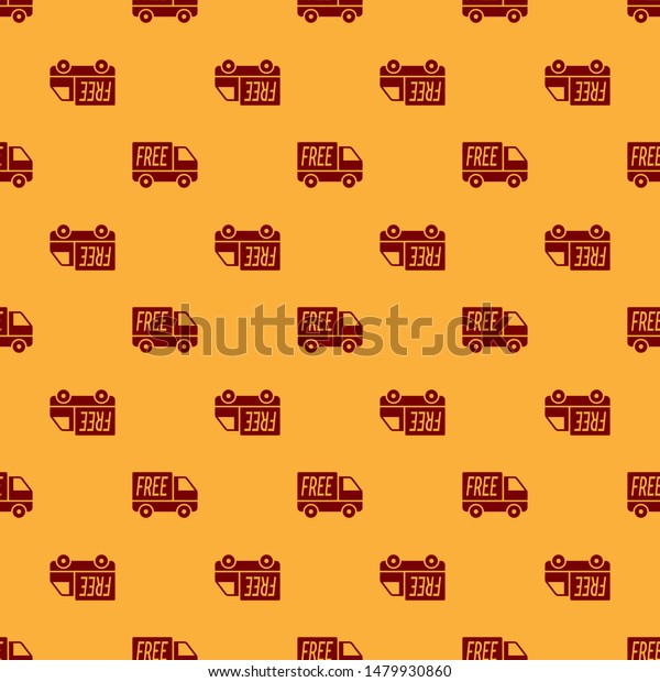 Red Free delivery service icon isolated\
seamless pattern on brown background. Free shipping. 24 hour and\
fast delivery.  Vector\
Illustration