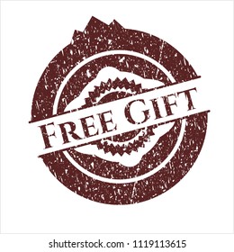 Red Free Gift distressed with rubber seal texture