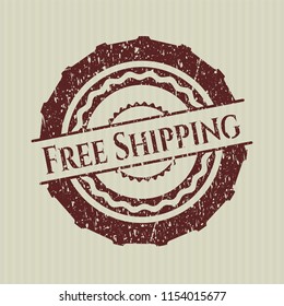 Red Free Shipping distressed grunge style stamp