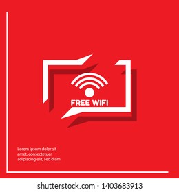 Red free wifi label with signal icon. white text