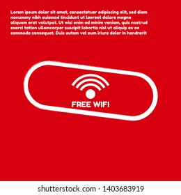 Red free wifi label with signal icon. white text