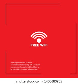 Red free wifi label with signal icon. white text