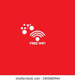 Red free wifi label with signal icon. white text