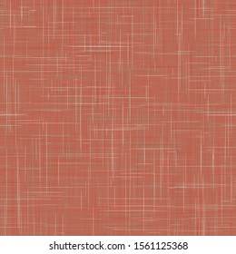 Red French Linen Texture Background in Natural Muted Madder Dye. Ecru Flax Fibre Seamless Pattern. Organic Close Up Weave Fabric for Wallpaper, Cloth Packaging. Repet Tile in Vector EPS10