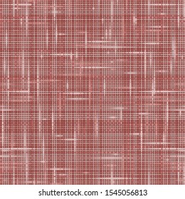 Red French Linen Texture Border Background. Old Ecru Flax Fibre Seamless Pattern. Organic Yarn Close Up Weave Fabric Ribbon Trim Banner. Sack Cloth Packaging, Canvas Edging. Vector EPS10