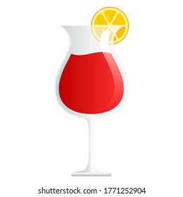 Red fresh drink icon illustration. Beach stuff vector in flat style design