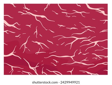 Red fresh marbled wagyu slice for cooking and aged steak pattern, macro premium cow meat background with structure and streaks of fat cartoon vector illustration. Raw marble beef meat texture