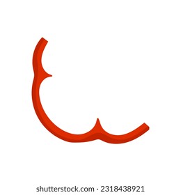 Red fresh paprika slice drawing in flat style isolated on a white background.