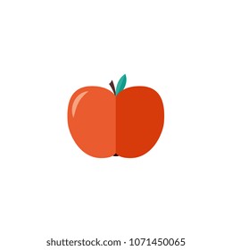 Red fresh ripe apple for dieting, healthy eating and lifestyle concept isolated on white background. Flat vector illustration of natural eco dessert - vitamin organic fruit.