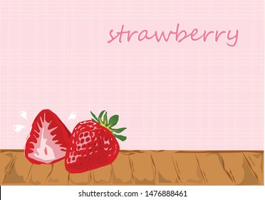 The red fresh strawberries on pink background.vector. 