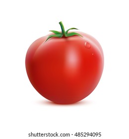 Red fresh tomato isolated on white background.