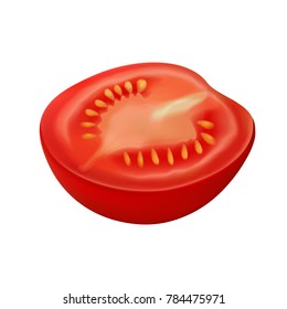 Red, fresh, tomato on a white background. Vector illustration.