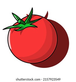 Red Fresh Tomato Vector Illustration, Perfect Match Icon, Sticker, Logo