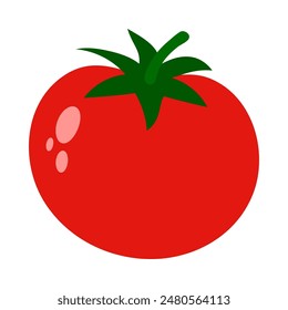 tomate rojo fresco, vegetal entero, comida vegetariana orgánica, Ilustración vectorial plana aislada sobre fondo blanco