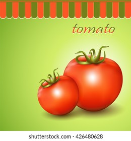 Red fresh tomatoes on abstract background. Vector illustration.