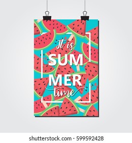  red and fresh watermelon background. for summer season. vector illustration