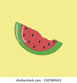 red fresh watermelon vector on yellow background