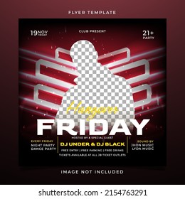 Red Friday Night Party Flyer Template