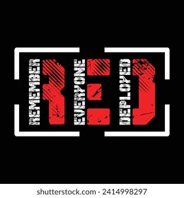 Red Friday Remember Everyone Deployed Usa American Design For T Shirt Poster Banner Backround Print Vector Eps Illustrations.