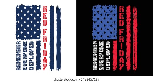 Red Friday Remember Everyone Deployed. American Distressed Flag Vector. For Print T Shirt Poster Banner Design Illustration. svg