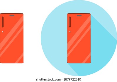 Red fridge ,illustration, vector on white background.