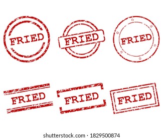 Red fried stamps on white
