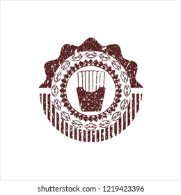 Red fries icon inside grunge seal