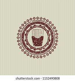 Red fries icon inside rubber stamp