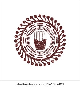Red fries icon inside rubber stamp