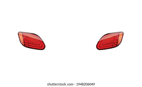 Red front auto headlights isolated on white background vector illustration