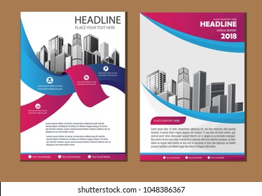 red Front and back cover of a modern business brochure layout or flyer template, poster, magazine, annual report, book, booklet. Size A4 Vector illustration
