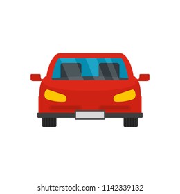 Red front car icon. Flat illustration of red front car vector icon for web isolated on white
