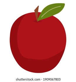 Red fruit Apple. Isolated element, object on a white background. Drawn by hands. Ripe healthy. Healthy natural food, vitamins, summer. Organic, eco.