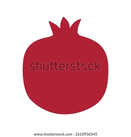 A red fruit with a green stem. The fruit is a pomegranate. The pomegranate is the main focus of the image