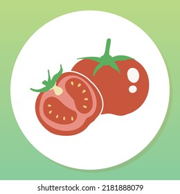 Los tomates rojos de fruta cortados a la mitad por un cuchillo, y comer tomates de verduras puede complementar la vitamina C que necesita un cuerpo sano