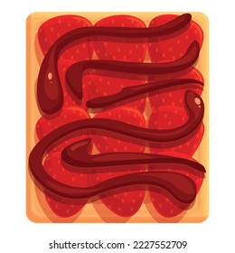 Vector de dibujos animados con icono de gofre de frutas rojas. Cocina belga. Comida pastelera