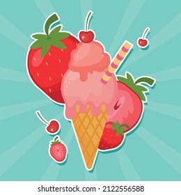 red fruits ice cream design