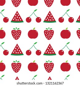 red fruits pattern in a white background. vector design illustration.