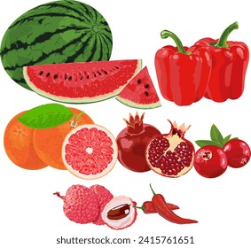 Vector de frutas y verduras rojas 1