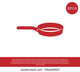 Red Frying pan icon isolated on white background. Fry or roast food symbol.  Vector Illustration
