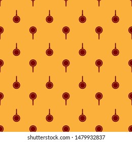 Red Frying pan icon isolated seamless pattern on brown background. Fry or roast food symbol.  Vector Illustration