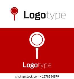Red Frying pan icon isolated on white background. Fry or roast food symbol. Logo design template element. Vector Illustration