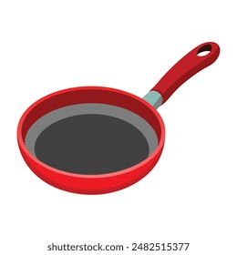 red frying pan isolated on white