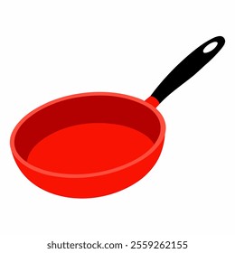 red frying pan vector icon with white background