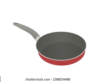 Red Frying Pan. Vector Illustration