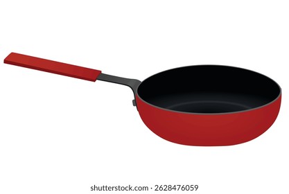 Panela de ato de fritar vermelha. ilustração vetorial