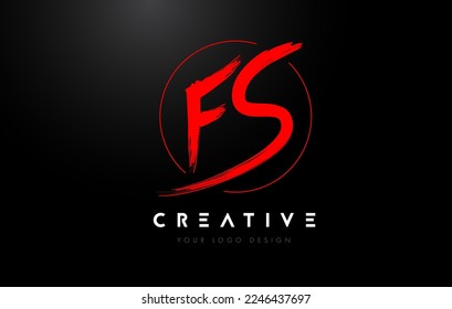 Diseño del logotipo de la letra roja del pincel FS. Vector de concepto de las letras de pincel escritas a mano artísticas. 