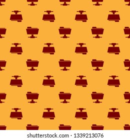 Red FTP folder icon seamless pattern on brown background. Concept of software update, ftp transfer protocol, router, teamwork tool management, copy process, info. Flat design. Vector Illustration