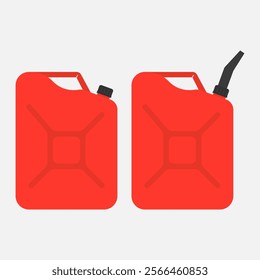 Red fuel containers with and without spout. Vector illustration