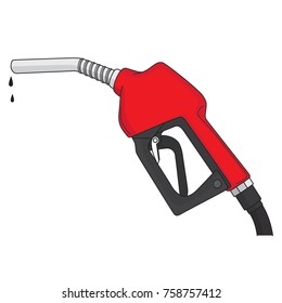 Red fuel nozzle / gus pump isolated on a white background, color line art, vector illustration